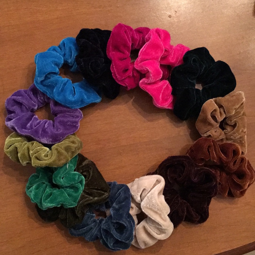 New, velvet scrunchies